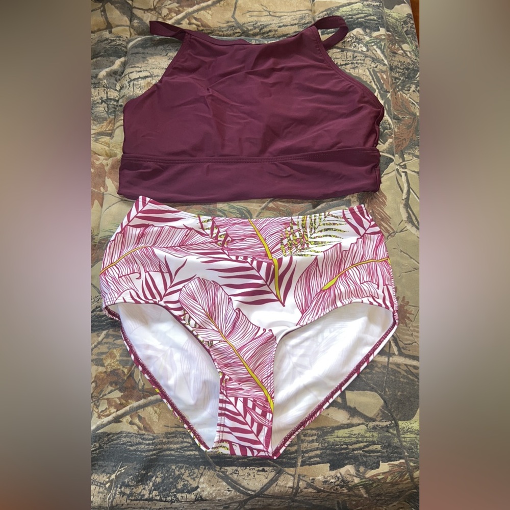 Stylish Purple and White Bikini Set